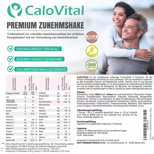 Trinknahrung hochkalorisch SHAKE ZUM ZUNEHMEN Mahlzeitersatz | CaloVital 2