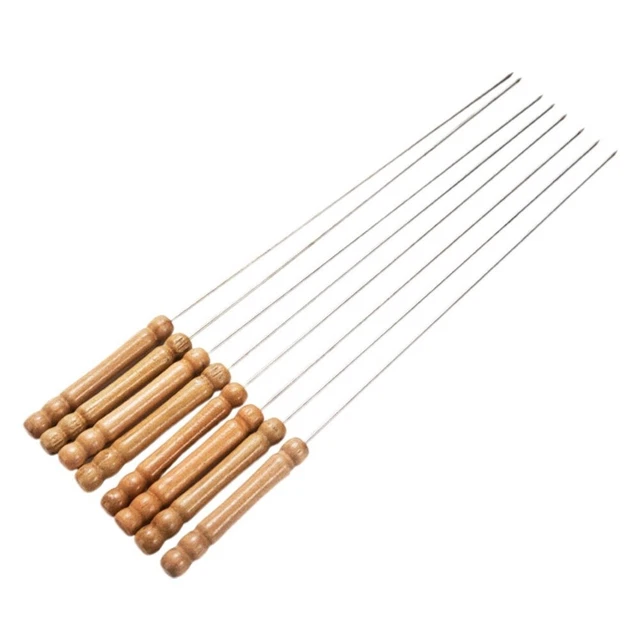 24 un. agujas para barbacoa de camping pinchos para barbacoa barras para barbacoa de acero inoxidable