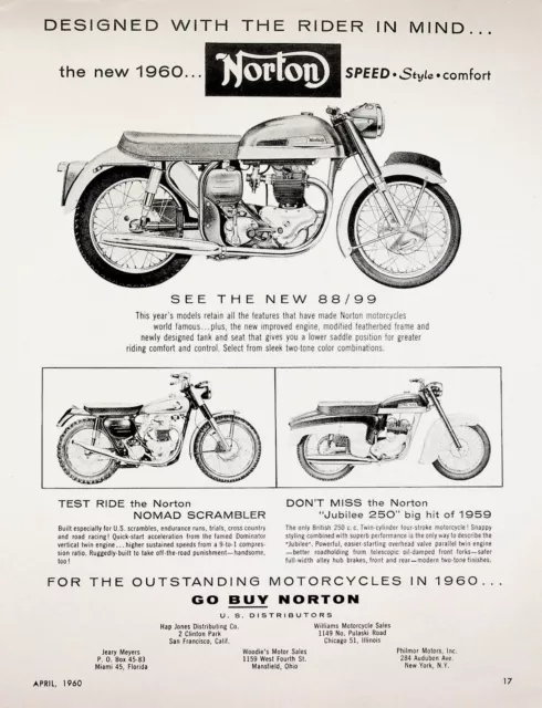 1960 Norton Nomad 88 99 Scrambler & Jubilee 250 - Vintage Motorcycle Ad