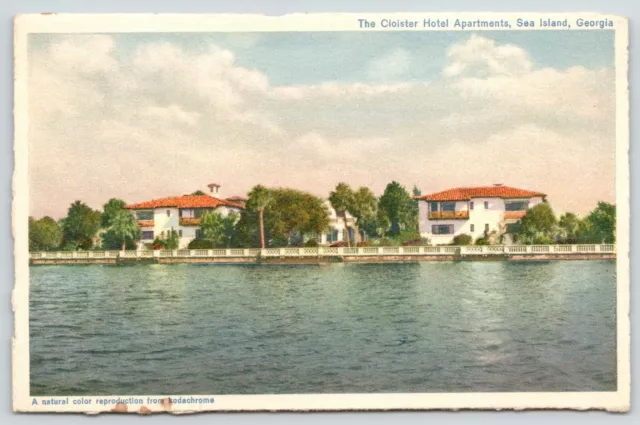 Sea Island Georgia~Cloister Hotel Apartments~Waterfront View~1930 Color Litho PC