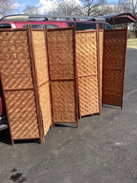 2 VINTAGE TALL BAMBOO/WEAVE DESIGN ROOM DIVIDER MCM beach house decor tiki bar 2 VINTAGE TALL BAMBOO/WEAVE DESIGN ROOM DIVIDER MCM beach house decor tiki bar