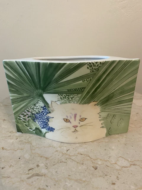 1985 MINOU-ETTES CAT Vase by C. Pradalie Porcelain Vase ~ Made In