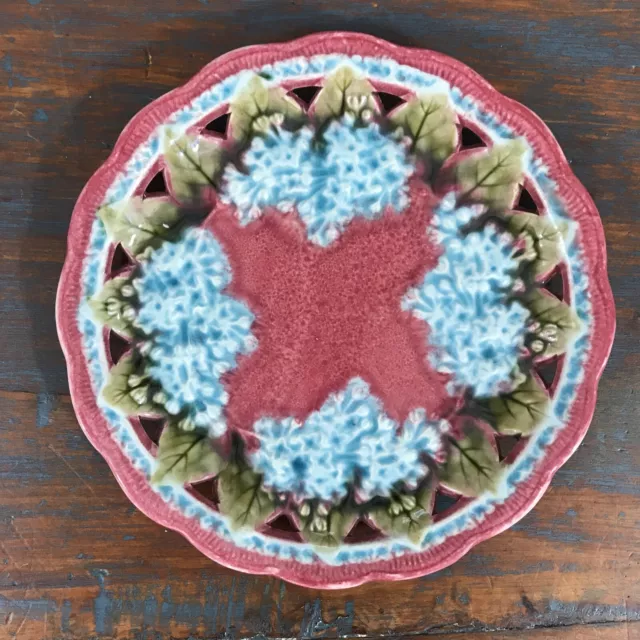 Antique Villeroy & Boch Reticulated Art Nouveau Majolica Plate 1241