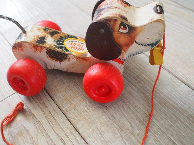 FISHER PRICE LITTLE Snoopy Dog Vintage Wooden Toy 1965 EUR 12 00