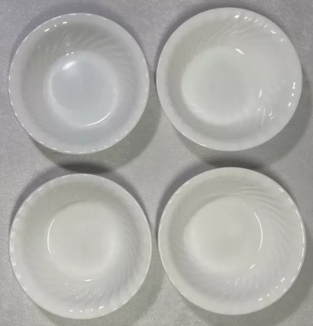 4-Corelle Enhancements White Swirl 7-1/4” Soup/Cereal Bowls Made In USA