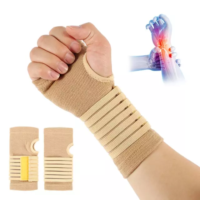 Carpal Tunnel Wrist Brace Pair with Adjustable Compression Strap Hand Palm Wrist