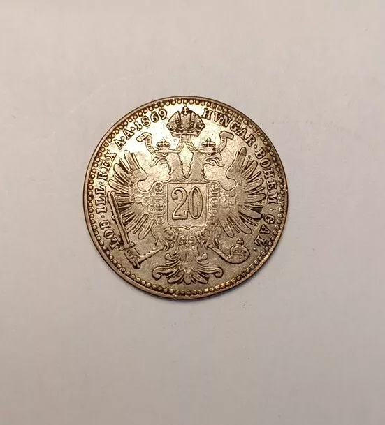 Münze Österreich Ungarn 20 Kreuzer 1869 Franz Joseph I. Kaiserreich Silbermünze