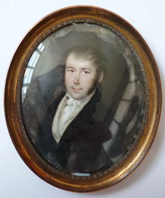 Peinture miniature signée ROUSSEAU datée 1824 portrait d'homme painting