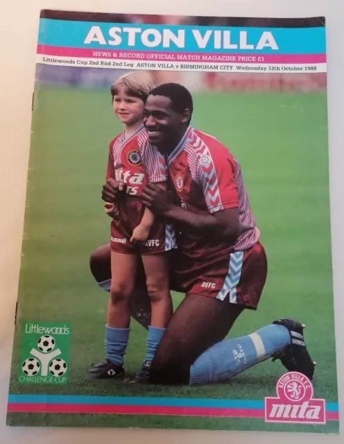 PROGRAMME - First Division Aston Villa Vs Birmingham Weds 12th Oct 1988