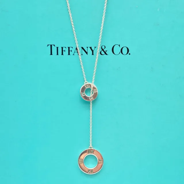 Tiffany & Co. atlas circle lariat Pendant Necklace 16" 925 silver 3.5g