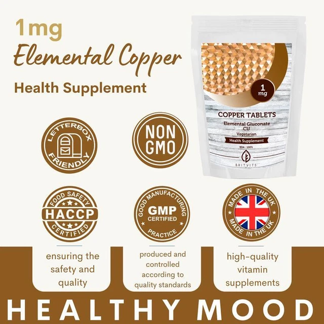 COPPER 1MG 90 Tablets Mineral Supplement Elemental Gluconate BV £7.90