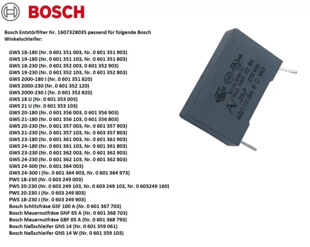 Original BOSCH® Kondensator  Entstörkondensator GWS PWS 1607328035 18/20/21/24