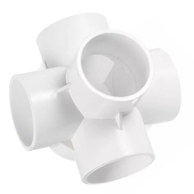 Raccord PVC à 6 Voies, Diamètre 50 Mm – Pour Canalisation D’eau, Solide Et Blanc