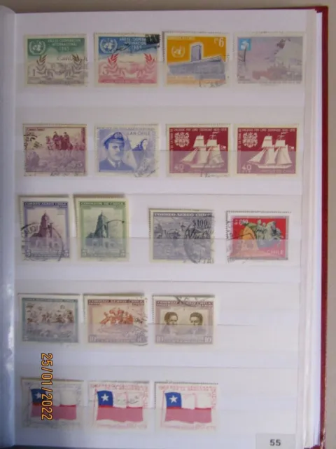 Briefmarken CHILE  Sammlung  181 Stück. BM  T2  (auf 6 Fotoseiten zu sehen)