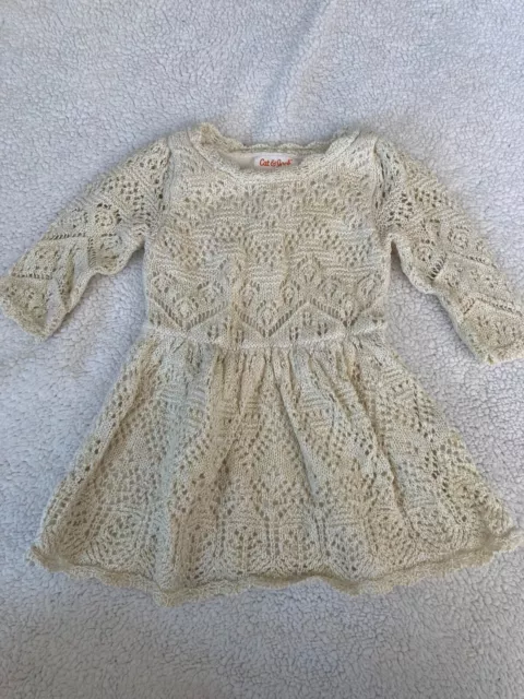 Cat and Jack Baby Girl Crocheted Long Sleeve Dress 18m