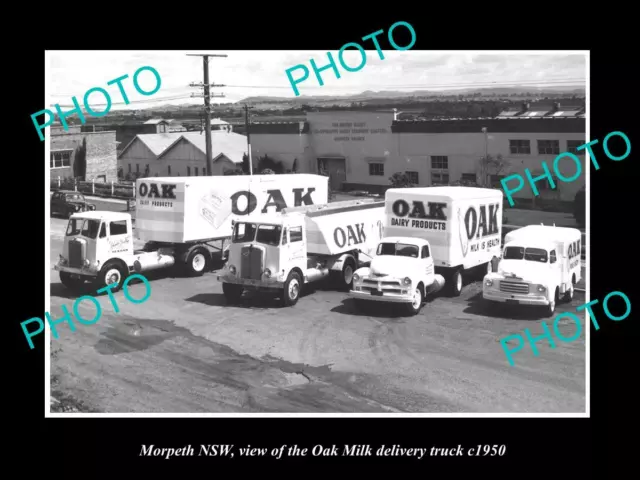 OLD 8x6 HISTORIC PHOTO OF MORPETH NSW THE OAK DAIRY MILK TRUCK c1950