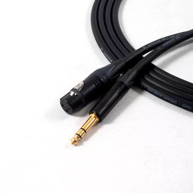 Gold Female XLR to TRS Jack Lead. Balanced Sommer Carbokab Mic Cable