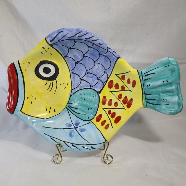 Vietri Desuir Fish Bowl Dish Hand Painted Italy Pottery platter/art wall hanging
