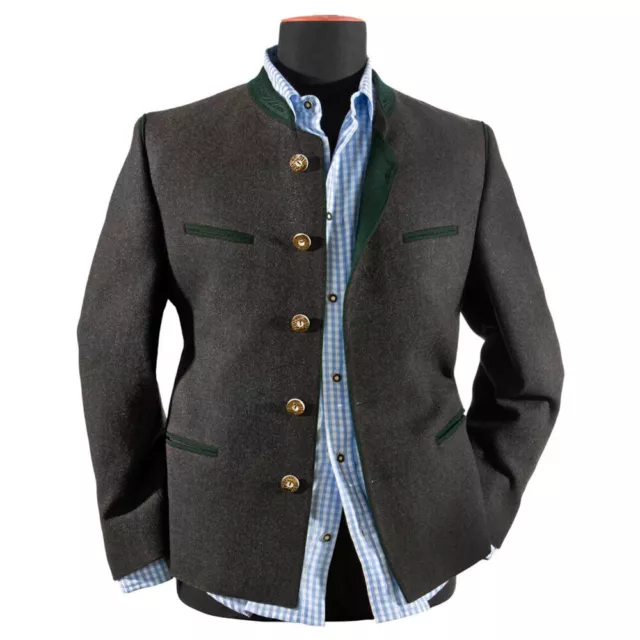 Grey Wool German Bavarian Jacket Oktoberfest Tyrol Loden Trachten Jacket Men