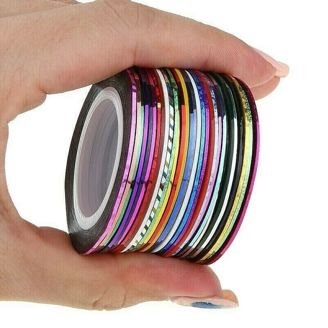 30 Rouleaux Art Ongles Autocollant Adhésif Bandes Ligne Décalques Décoration 1mm