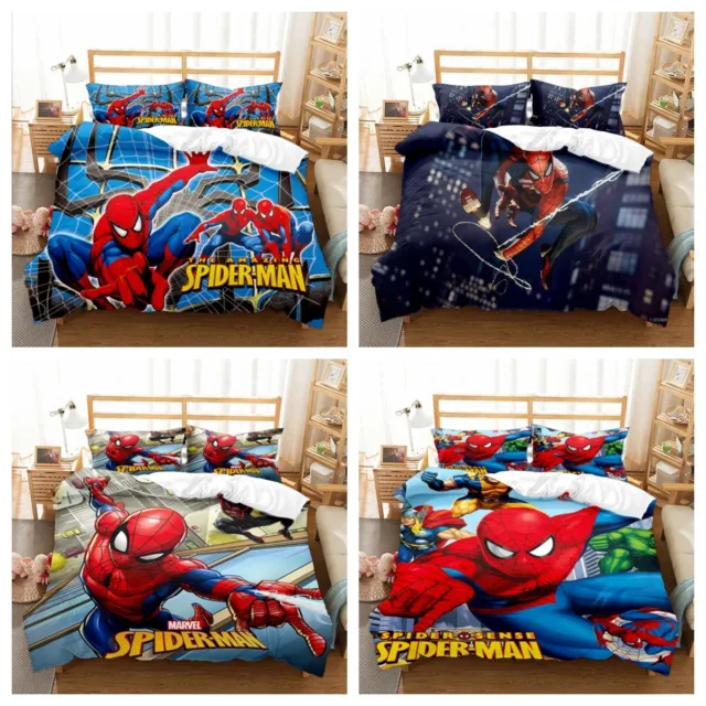 Neu Kinder Bettwäsche Set 3D Spiderman Bettbezug Set Jungen Bettwäsche Set 3tlg