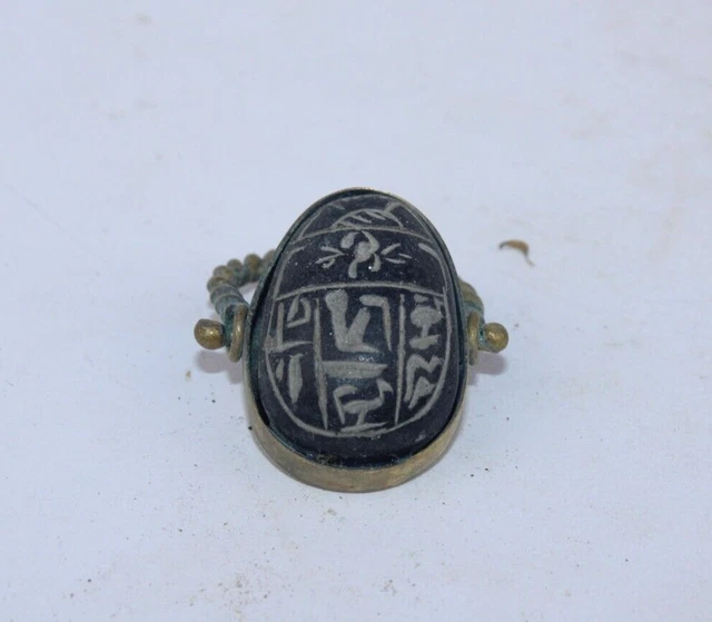 RARO ANTIGUO REINO FARAÓNICO EGIPCIO ANTIGUO ANILLO ESCARABIO (Historia de...