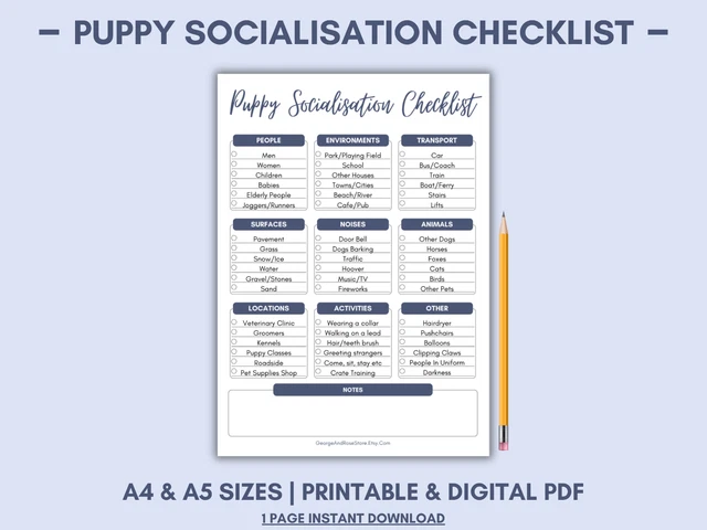 PUPPY SOCIALISATION CHECKLIST Printable Template Instant Digital PDF ...