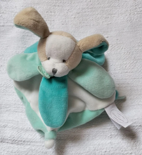 ⭐⭐⭐ Doudou et compagnie collector chien plat blanc bleu pétales Neuf*