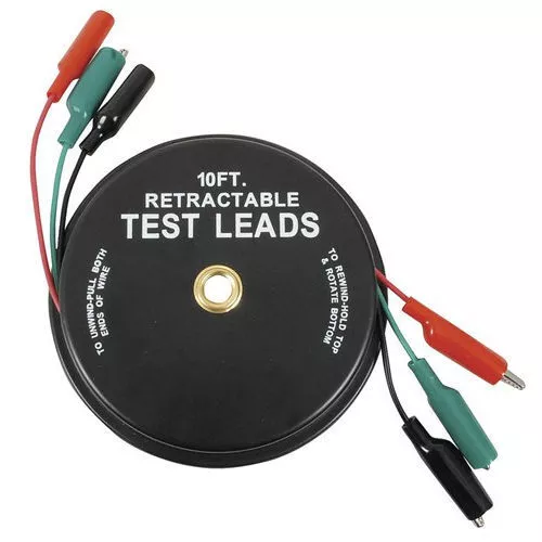 Handy Retractable 3m Alligator Red Black and Green Terminated Test Lead Set