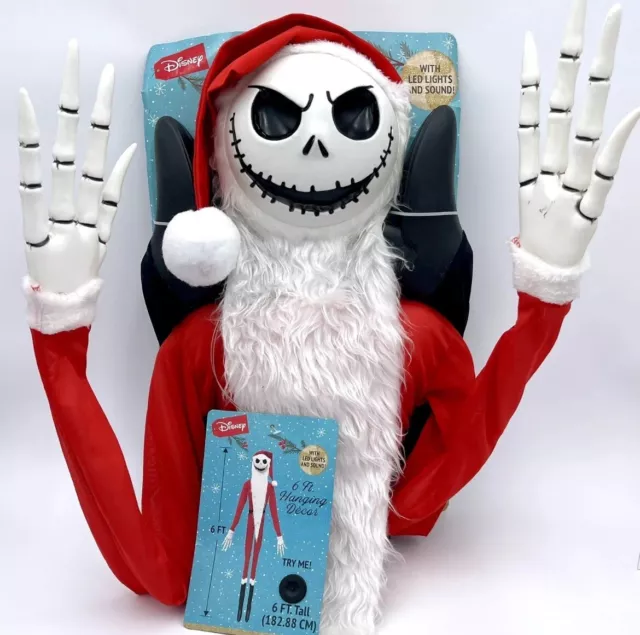 Nightmare Before Christmas Santa  6 Foot  Hanging Jack Decor Lights and Sounds