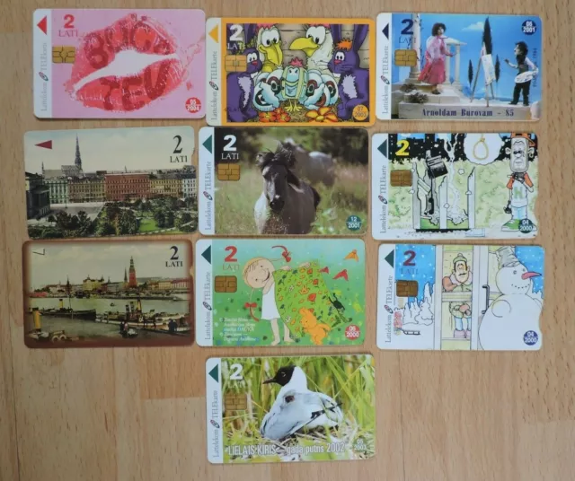 10 Assorted Used  Phonecards From Latvia  No Value Collectors Item. Lot 2