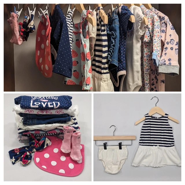 LOT Beautiful Baby Girl Clothes 3-6 Months Basics Bundle Pink Blue White