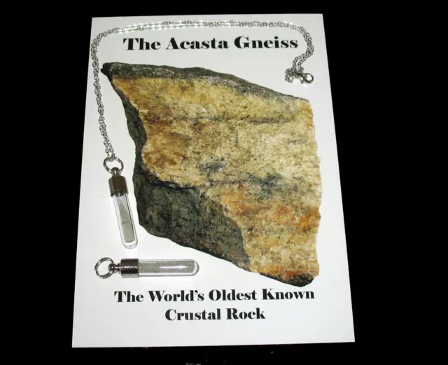 Acasta Gneiss Worlds Oldest Rock Jewellery necklace pendant w silver plate chain