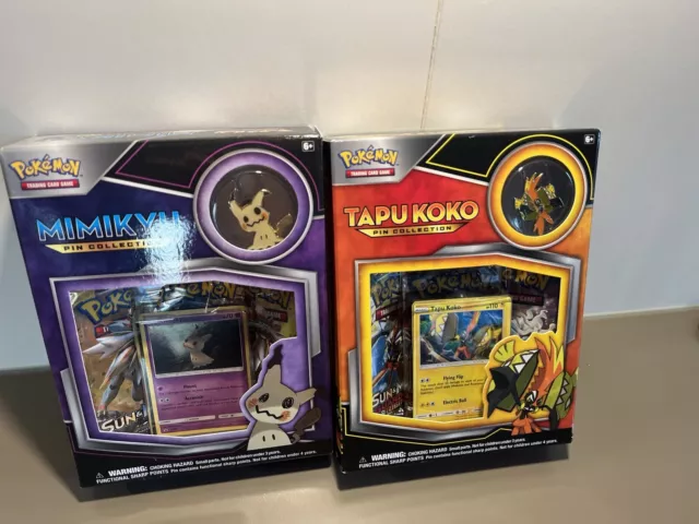Pokemon Tapu Koko + Mimikyu Pin Collection | englisch | sealed - 2 Boxen