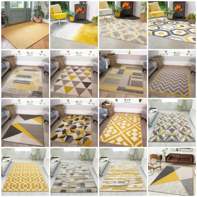 Mustard Rugs For Living Room Yellow & Grey Geometric Rugs Small Large Area Rugs