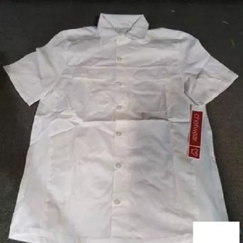 Chefwear New White Collard Button Down Short Sleeve Shirt With Front Pockets