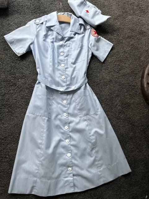 American Red Cross Vintage 1950s Uniform Volunteer Nurse’s Dress W/Hat And Patch