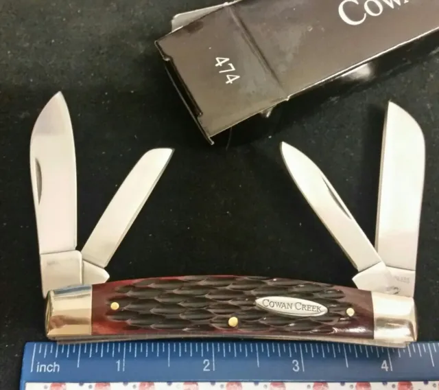 Cowan Creek large Congress knife, jigged brown bone handles  ^