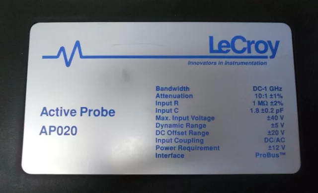 LeCroy AP020 Active 1 GHz FET Oscilloscope Probe
