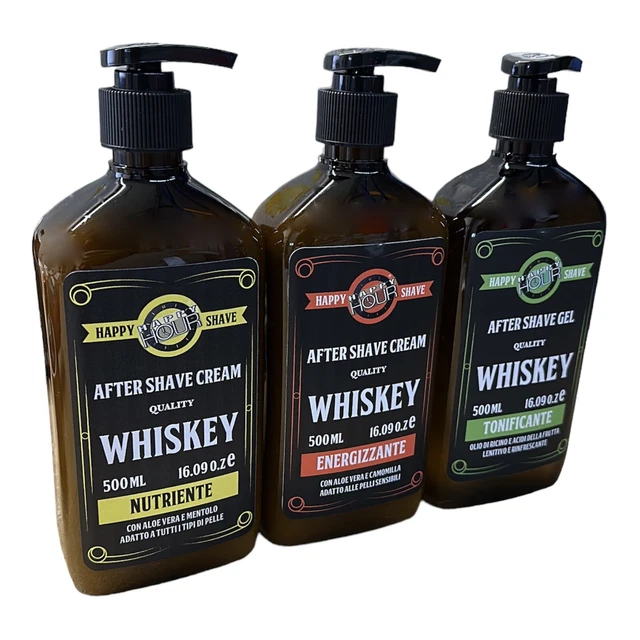 Happy Aftershave Crema Whiskey After Shave Balsamo Gel Antiirritazione 500ml