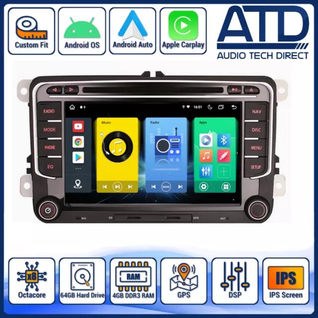 Android Auto Carplay For VW Tiguan Touran Sharan Bora Head Unit IPS GPS Radio