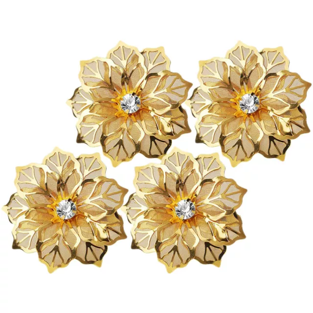 4 Pcs Serviettenring Metall Blumenserviettenringe Hochzeit Rostfreier Stahl