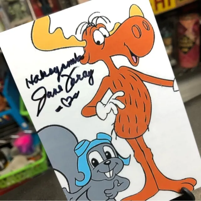 Legendary Voice Over June Foray Signed Rocky & Bullwinkle Signed 4x6” Photo
