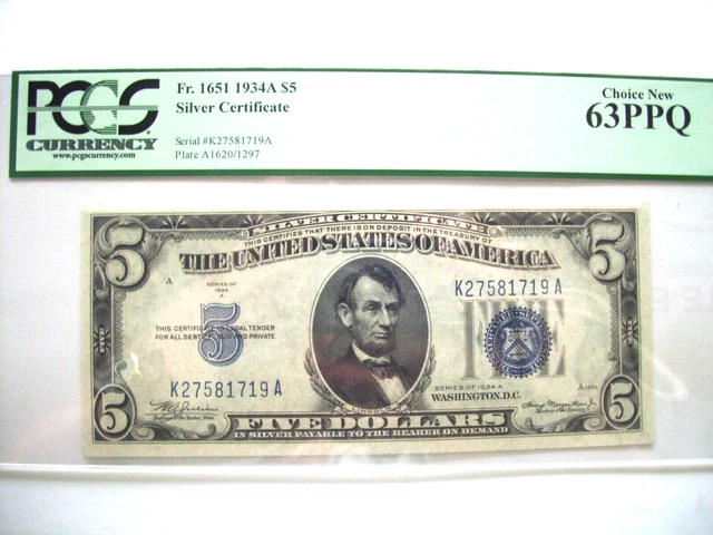 1934A $5 Dollar Silver Certificate