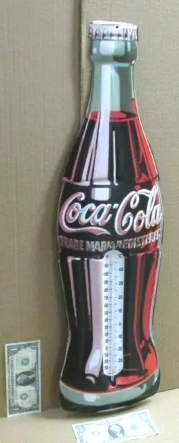 COCA-COLA - UNUSUAL GIANT SIZE -Shaped like a BIG COKE BOTTLE - Thermometer Sign