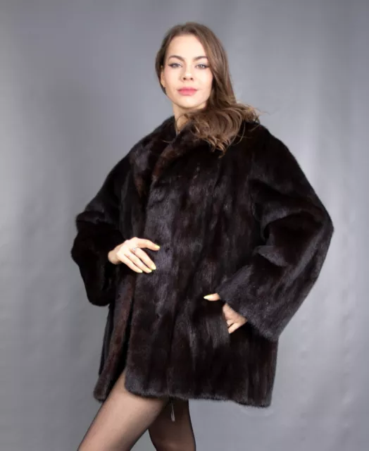 12073 Superior Real Mink Coat Luxury Fur Jacket Beautiful Look Size Xl