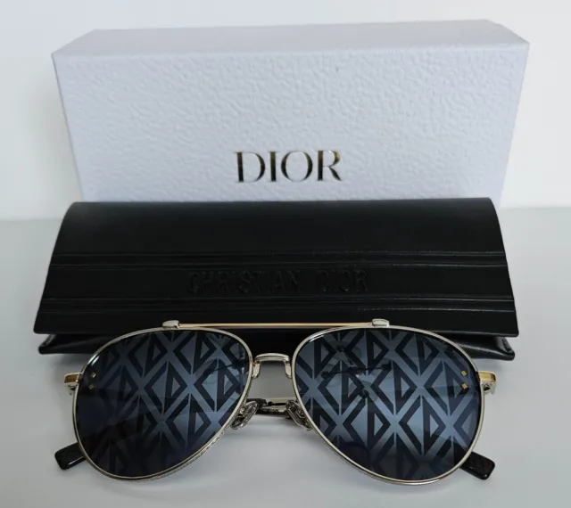 Christian Dior CD DIAMOND A1U Blue Mirrored Pilot Sunglasses with CD Diamond Mot