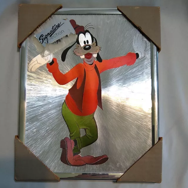 Goofy Metallic Foiled Print Poster Walt Disney Productions Vtg Framed Wall Art