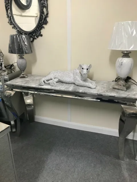 Louis Console Table with Grey Solid Marble Top, 120 cm long stunning table 3