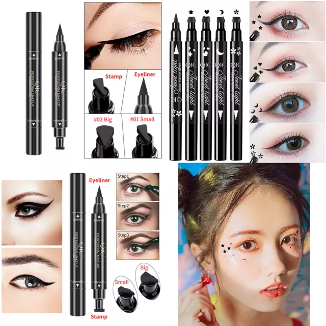 Winged Stamp Eyeliner Double-head Eye Liner Pen Black Liquid Waterproof Makeup✿